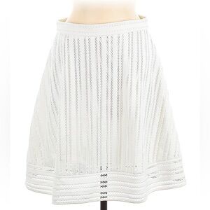 J. Crew White Laser Cut Lace A-Line Flare Lined Skirt